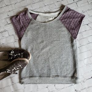 AEO French Terry Raglan Lace Sleeve Top S